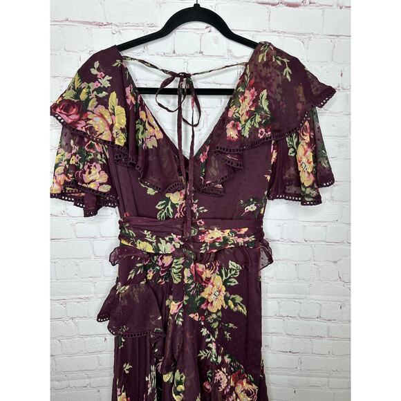 NEW Asos Design Maternity Drape Midi Dress Purple Berry Print Womens Maternity 6 - Picture 6 of 10